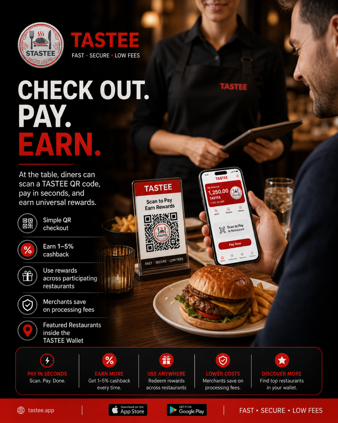 Diner scanning a QR code at a restaurant table